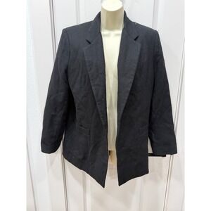 Classic Black Structured Single Button Blazer Jacket with Notched Lapel